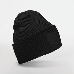 b336r-black-wide-brimmed-beanie-with-tone-on-tone-patch-beechfield-black-one-size