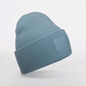 b336r-dustyblue-wide-brimmed-beanie-with-tone-on-tone-patch-beechfield-dusty-blue-one-size