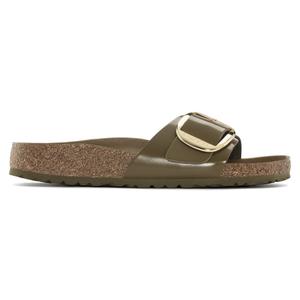 1024141-women-s-mules-birkenstock-madrid-big-buckle-natural-leather-patent-high-shine-mud-green
