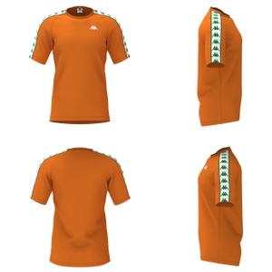 303uv10-o08-t-shirt-kappa-coen-slim-222-banda-orange-green-tee-white