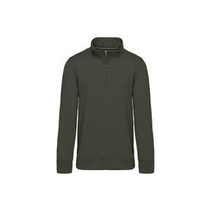 k487-darkkhaki-zip-neck-sweatshirt-kariban-green