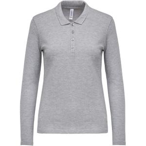 k257-oxfordgrey-women-s-long-sleeve-polo-kariban-pique-heather-gray