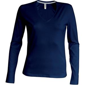 k382-navy-women-s-long-sleeved-t-shirt-kariban-col-v-navy-blue