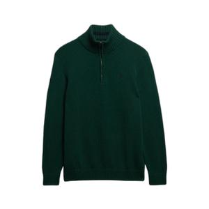 m6110706a-20e-cotton-sweater-with-a-trucker-collar-superdry-forest-green